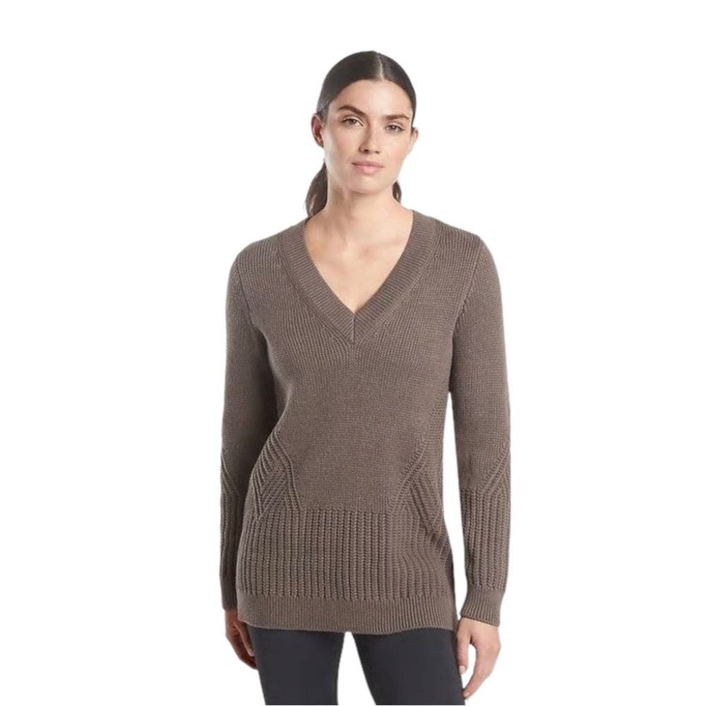 Athleta Teton V-Neck Sweater Women’s‎ Size XS Coffee Brown Oversized